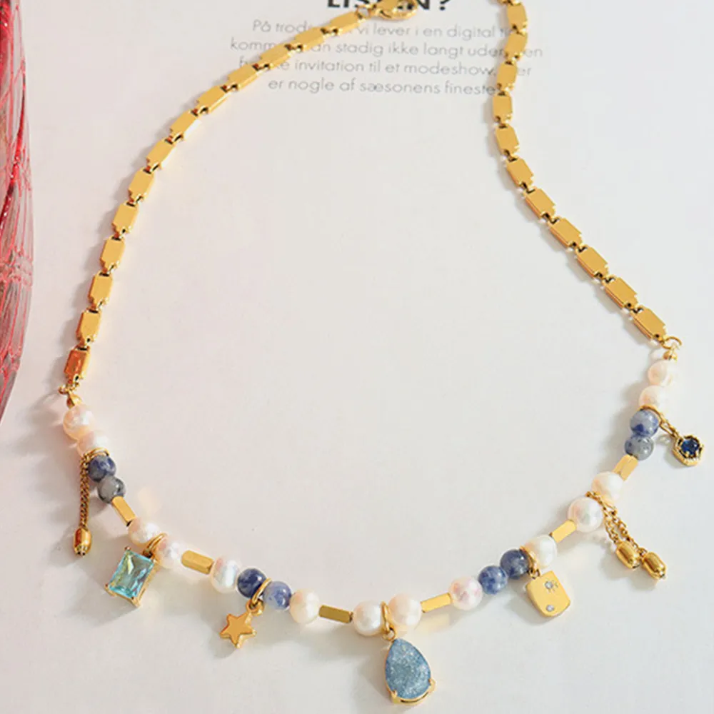 18K Gold-Plated Beaded Charm Necklace - Gold - Image 4