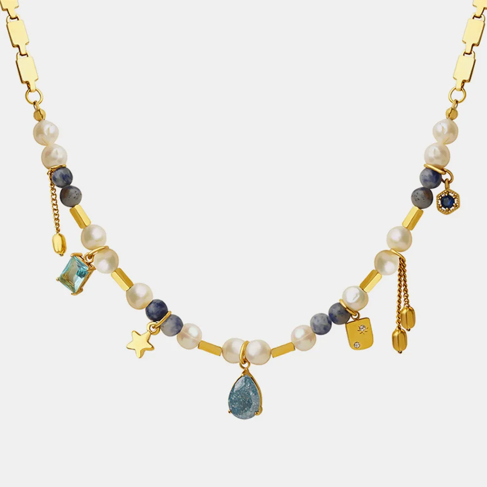 18K Gold-Plated Beaded Charm Necklace - Gold - Image 5