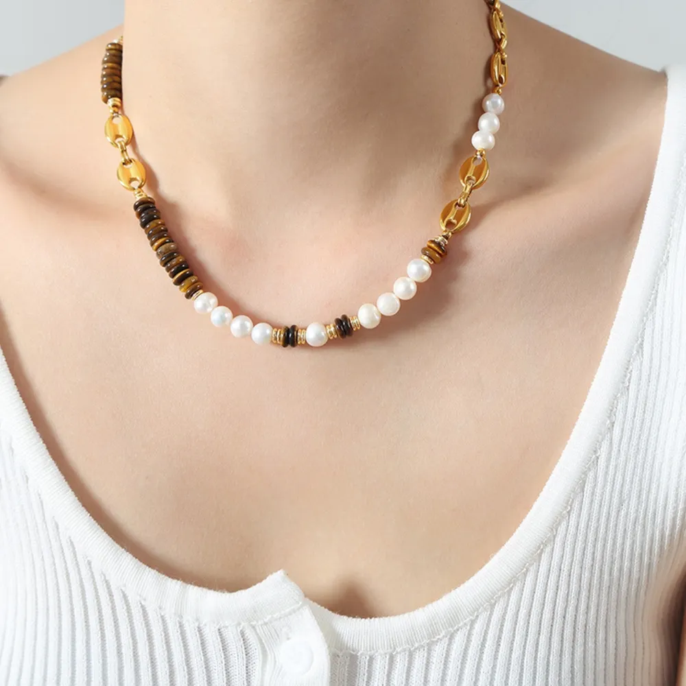 18K Gold-Plated Titanium Steel Necklace - Gold - Image 5