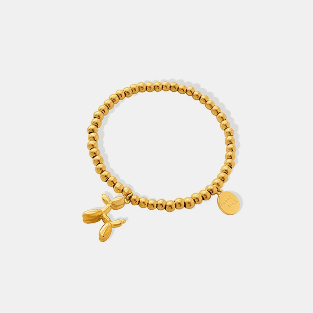 18K Gold-Plated Titanium Steel Puppy Shape Charm Bracelet - Gold