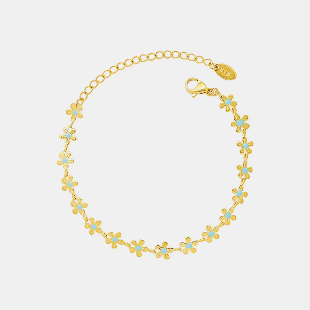 Titanium Steel Drip Oil Flower Bracelet - Gold